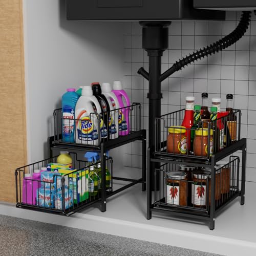 2 Tier Sliding Basket Drawer Organizer