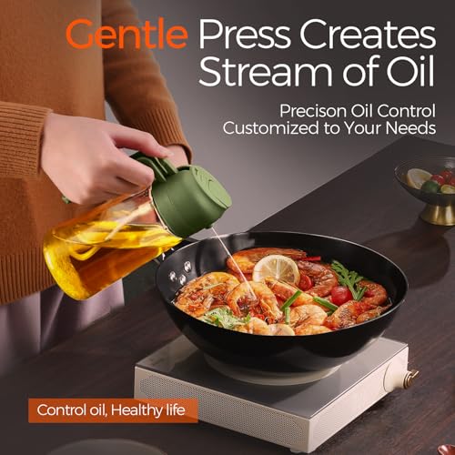 16 oz 2-in-1 Glass Olive Oil Sprayer for Cooking, BlackOliveGreen (2Pcs Black & OliveGreen)