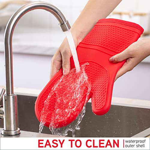 Silicone Oven Mitts (Red / Mitt Set)