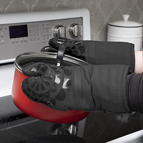 Medallion Design 100% Cotton and Silicone Oven Mitt (Charcoal / Oven Mitts)