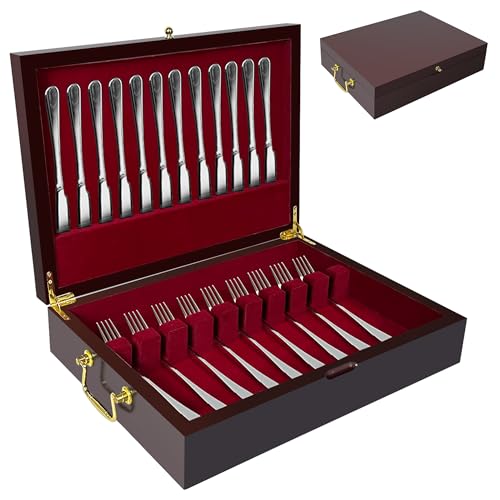 Silverware Storage Box Solid Wood with Lid