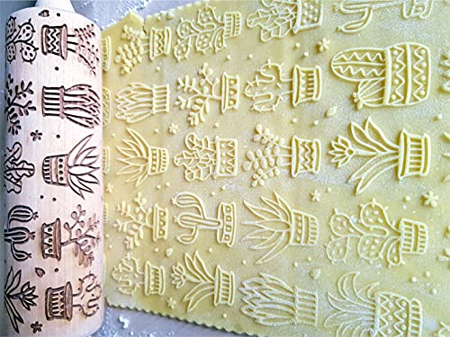 Embossed Rolling Pin. Dough Roller for Embossed Cookies and Pottery by Algis Crafts