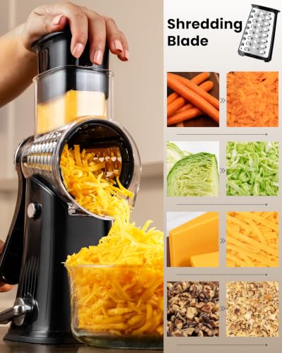 Rotary Cheese Grater 5 Blade With Reinforced Suction Base