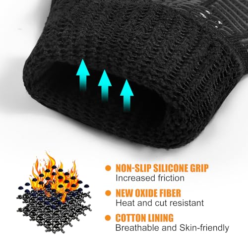 BBQ Gloves 1472°F Heat Resistant with Silicone Grip Oven Mitts