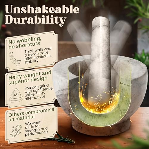 Mortar and Pestle Set (White Marble / 3.5-Cups)