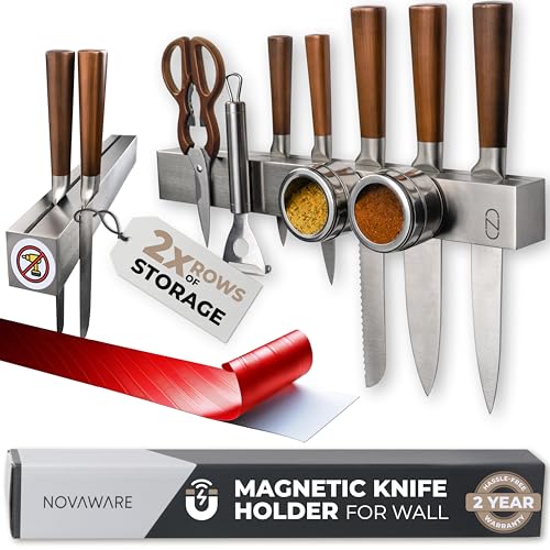 16" Adhesive Magnetic Knife Holder for Wall (Stainless Steel / 16" w/ Adhesive Mount)