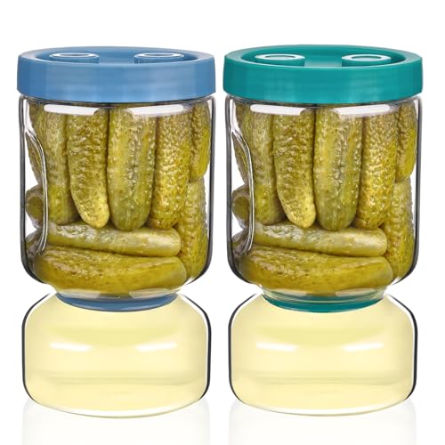 Glass Pickle Jar with Strainer Flip