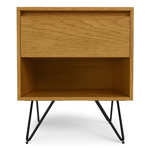 Hunter Solid Mango Wood 20 inch Wide Modern Industrial Nightstand in Natural for the Living Room Parent