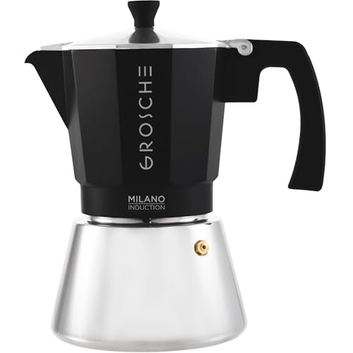 Milano Induction Stovetop Espresso Maker Moka Pot 9 Cup (9 espresso cups / Induction, Black)