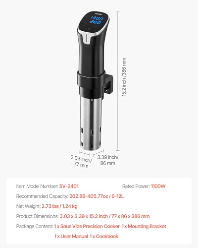 Sous Vide Precision Cooker (3.03 x 3.39 x 15.2 inch / 77 x 86 x 386 mm / Wifi)