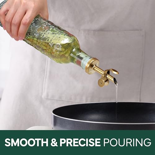 Glass Olive Oil Bottle Dispenser (Floral / Green)