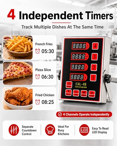 Commercial 4 Channels Digital Kitchen Timer (4 Channel)
