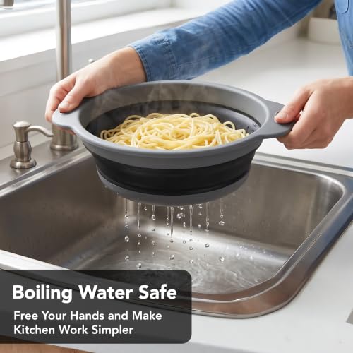Collapsible Colander Set of 3 Round Silicone Kitchen Strainer Set
