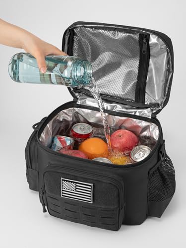 Tactical Lunch Bag for mens Military heavy duty lunch box work Leakproof insulated Durable Thermal Cooler Bag for Adult Meal for Office Camping Picnic Pail MOLLE Webbing