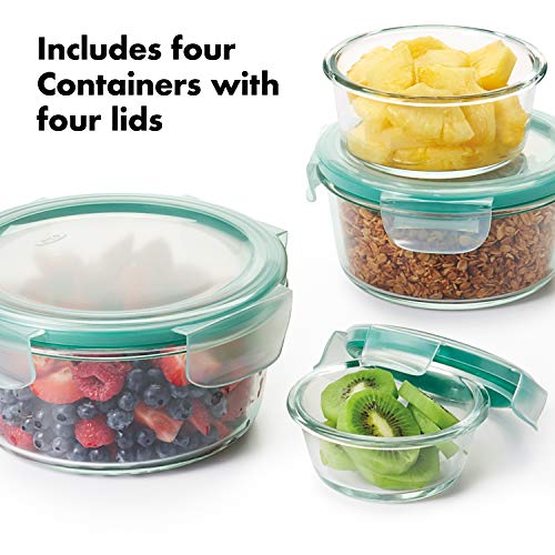Good Grips 8 Piece Smart Seal Airtight Glass Round Container Set (Teal / 8 Piece Round Glass Set)