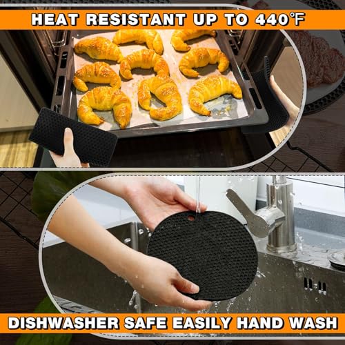 Silicone Trivets Bulk Hot Pads for Kitchen (Black)