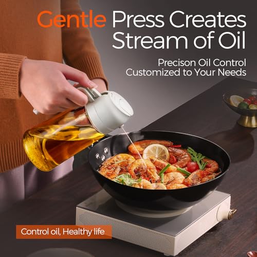 16 oz 2-in-1 Glass Olive Oil Sprayer for Cooking, WhiteOrange (2Pcs White & Orange)