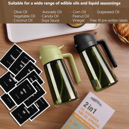 Olive Oil Dispenser and Oil Sprayer 16oz (Grey / 1 Pack)