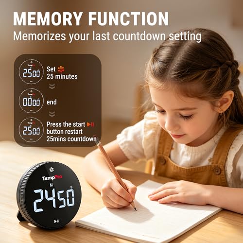 Magnetic Kitchen Timers for Cooking (Digital Timer with Knob)
