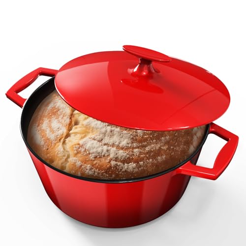 Lux 6QT Enameled Cast Iron Dutch Oven Pot (Lux Red)