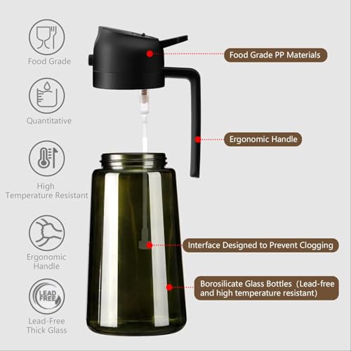 Olive Oil Sprayer for Cooking 16oz (Black / 1 Pack)