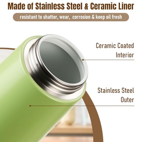 Oil Bottle, 2-in-1 Stainless Steel Sprayer and Dispenser, 16 fl oz (Green-Black)