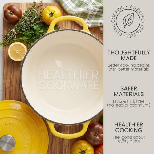 5.7 qt Enameled Cast Iron Dutch Oven Pot with Lid (Limoncello / 5.7 QT)