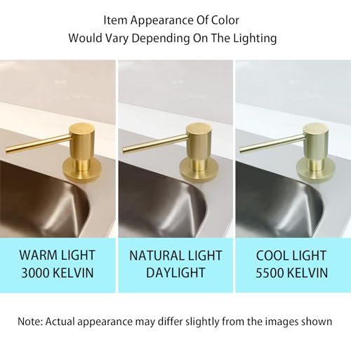 All Brass Soap Dispenser for Kitchen Sink Countertop Sink Soap Dispenser 17 OZ Bottle Built in Refill from The Top with Long Spout