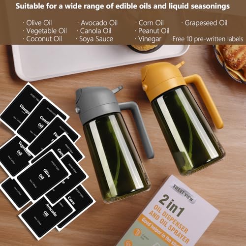 2PCS Olive Oil Dispenser and Oil Sprayer (Black&Black / 2 Pack)