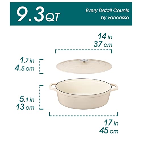 9.3 Qt Oval Enameled Cast Iron Dutch Oven with Lid (9.3 Qt-oval / Cream)