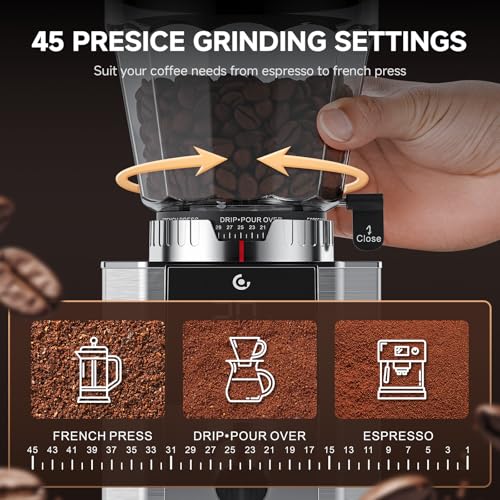 Conical Burr Coffee Grinder (Metallic Silver)