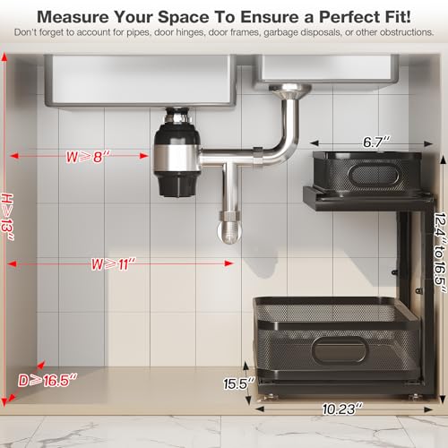 Under Sink Organizer Pull Out Cabinet Organizer Adjustable Height