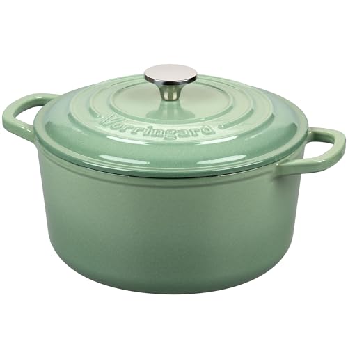 Enameled Cast Iron Dutch Oven Pot with Lid (4.5 QT / Sage green)