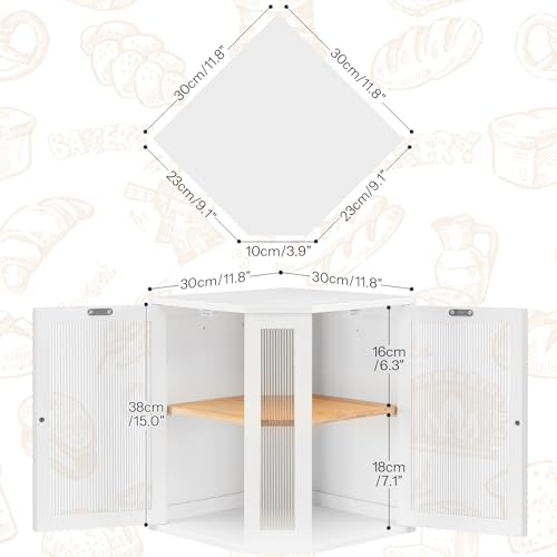 Bread Box Bamboo Bread Box for Kitchen Countertop (White)
