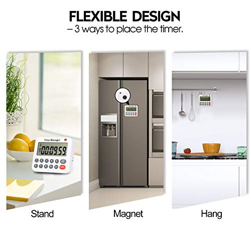 Magnetic Digital Kitchen Timer with Direct Numerical Keypad (Red-1)