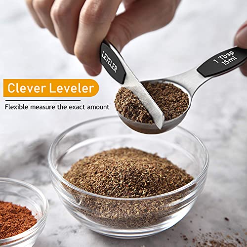 Stainless Steel Measuring Cups and Spoons Set of 16 (Black)