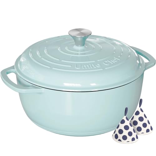 6QT Enameled Cast Iron Dutch Oven with Lid (Blue)