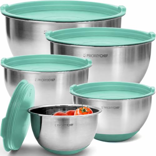 Premium Mixing Bowls With Lids Set (Turquoise)