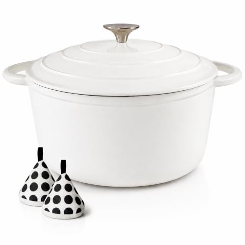 3 QT Small Enameled Cast Iron Dutch Oven with Self (White / 3QT)