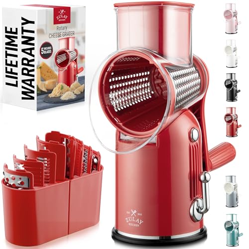 Rotary Cheese Grater 5 Blade With Reinforced Suction Base