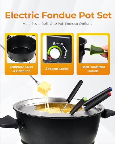 Electric Fondue Pot Set for Cheese & Chocolate