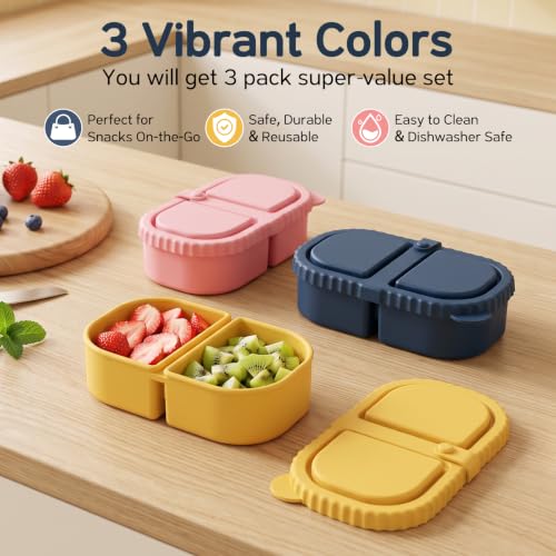8 oz Reusable Silicone Snack Containers with Lids