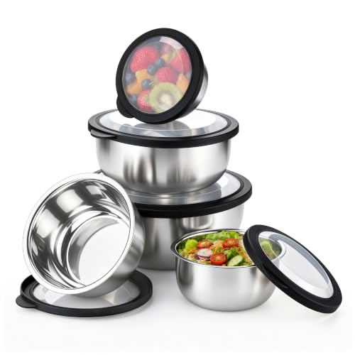 Mixing Bowls with Lids Set of 5 (Black)