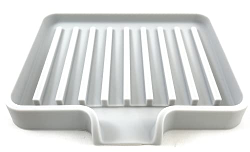 Silicone Soap Dish Tray and Sponge Holder with Drain Chute