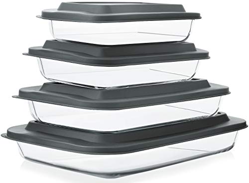 8 Piece Glass Baking Dish Set with Plastic lids