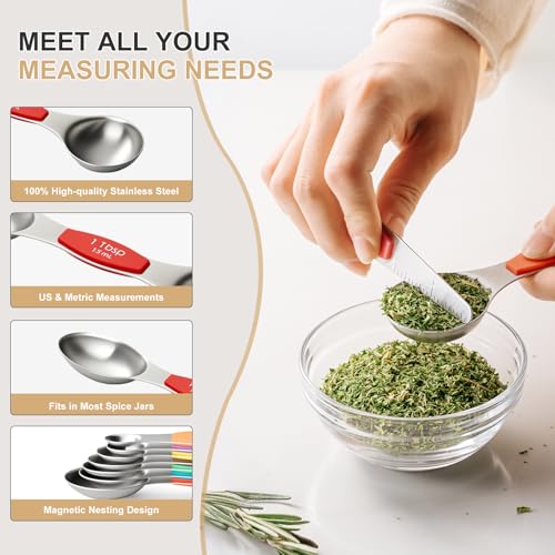 Stainless Steel Measuring Cups & Spoons Set (Multicolor Spoons)