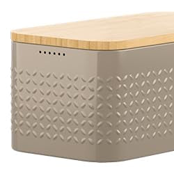 Metal bread box with linen bread US