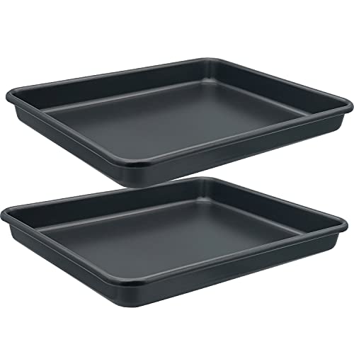 2Pcs Small Baking Sheet Mini Cookie Tray Toaster Oven Pan 11 X 9Inch Nonstick Thick Heavy Carbon Steel No Warp Bakeware for 1 to 2 Person By HYTK