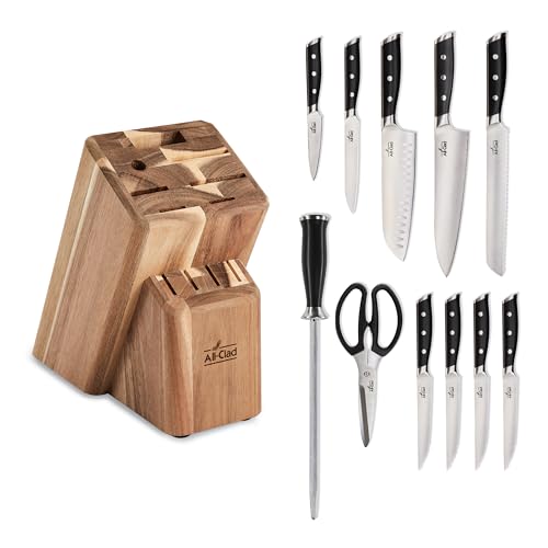 Forged German Stainless Steel Kitchen Knife Block Set (Silver/Black / 12-Piece Block Set)