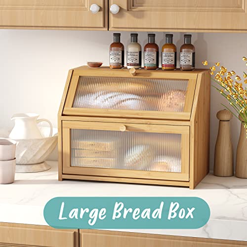 Bread Box for Kitchen Counter (Natural / Large)